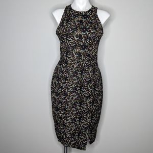 Banana Republic black pink ditzy floral sheath dress 12